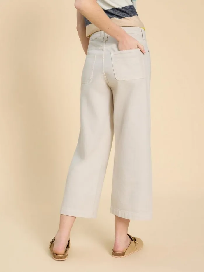 White Stuff TROUSERS Tia Wide Leg Crop Jean Natural White 8211 Women