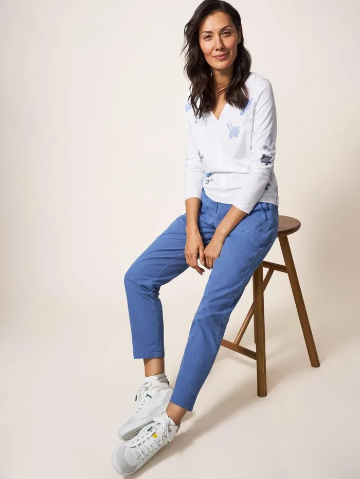 White Stuff TROUSERS Twister Chino Mid Blue 8211 Women
