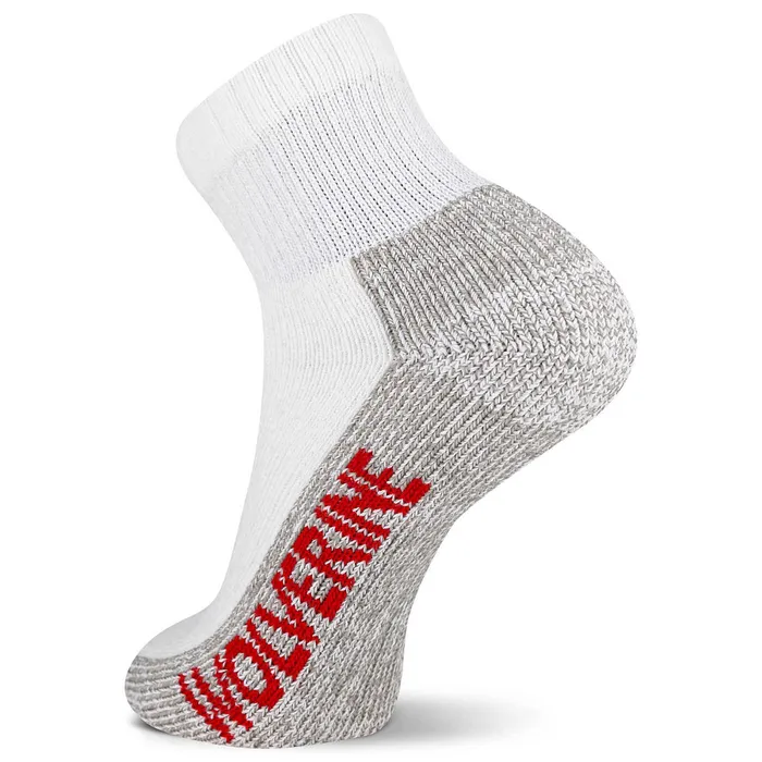 Wolverine 2PK SteelToe Cotton Quarter Sock White Men Socks