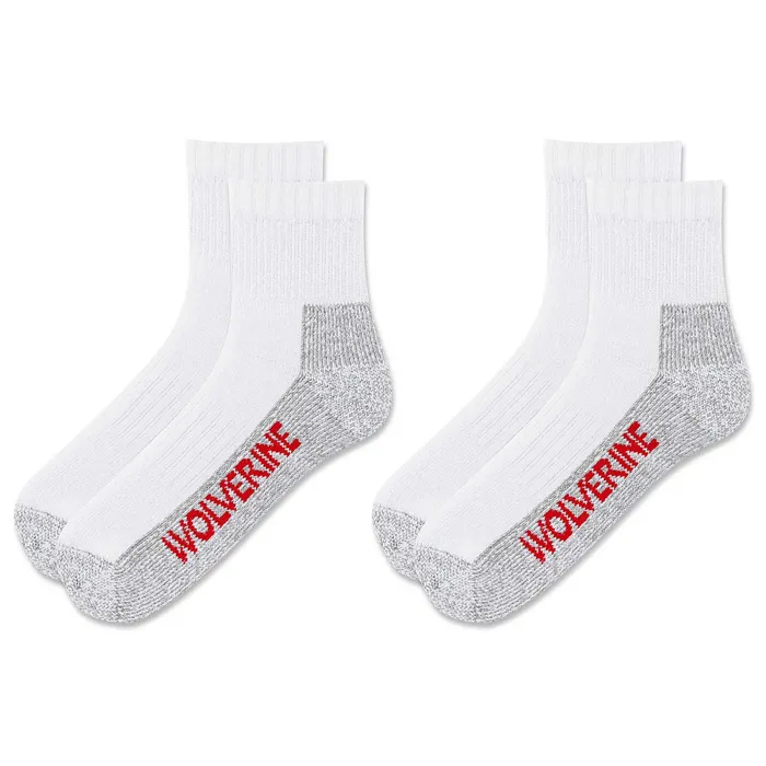 Wolverine 2PK SteelToe Cotton Quarter Sock White Men Socks