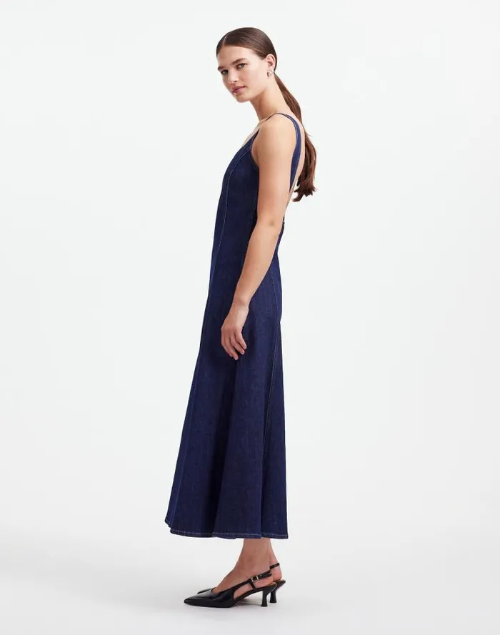 Women Alexa Chung For Madewell Denim Tank Midi Dress In Pellson Wash Pellson Wash Madewell Dresses