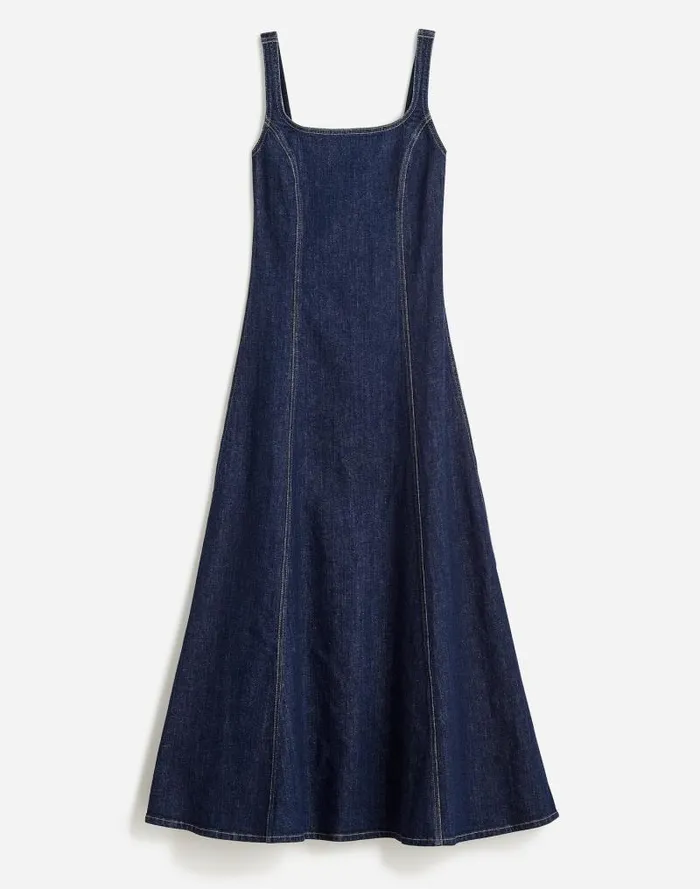 Women Alexa Chung For Madewell Denim Tank Midi Dress In Pellson Wash Pellson Wash Madewell Dresses