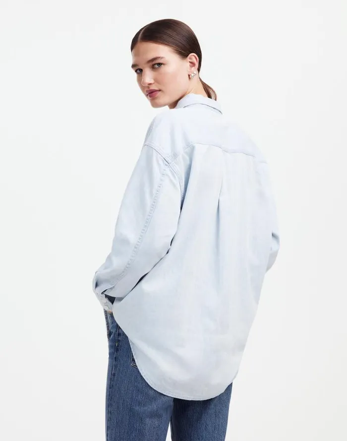 Women Alexa Chung For Madewell Oversized Denim Shirt In Dunklin Wash Dunklin Wash Madewell Tops and Shirts