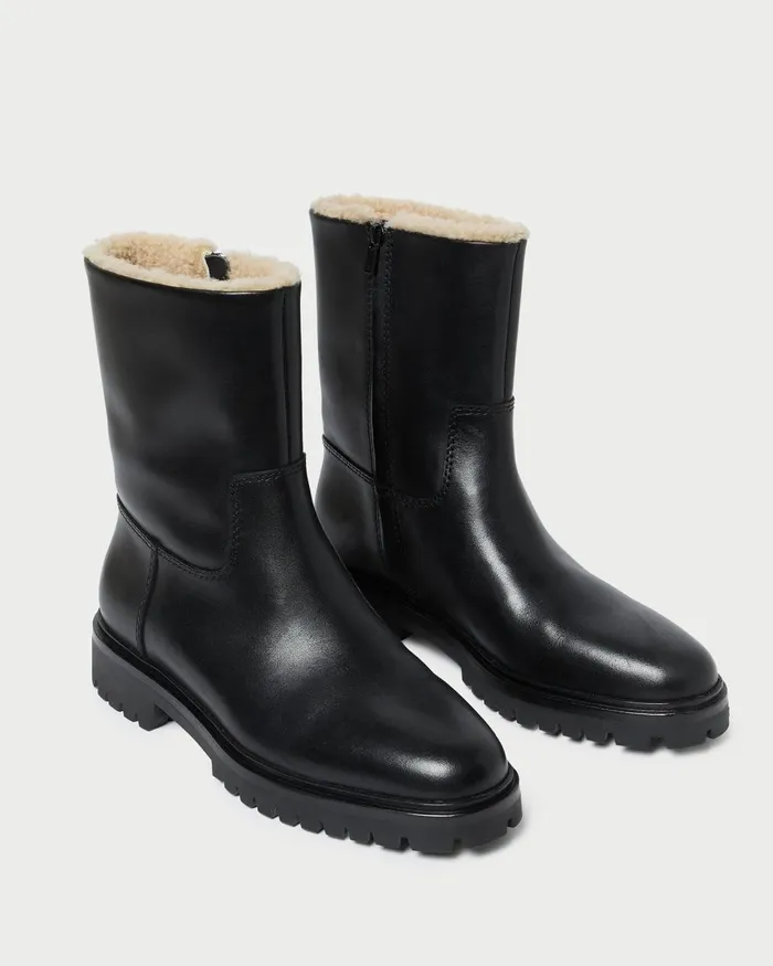 Women Boots Loeffler Randall Damian Black Leather Lug Sole Boot Women Boots Loeffler Randall Damian Black Leather Lug Sole Boot
