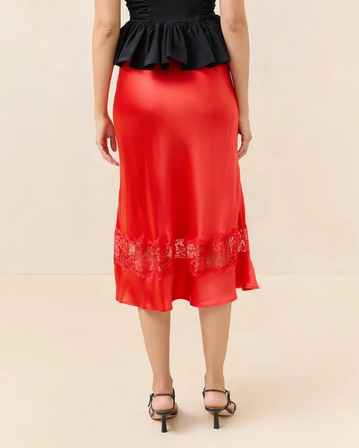 Women Bottoms Loeffler Randall Saskia Red Silk Skirt
