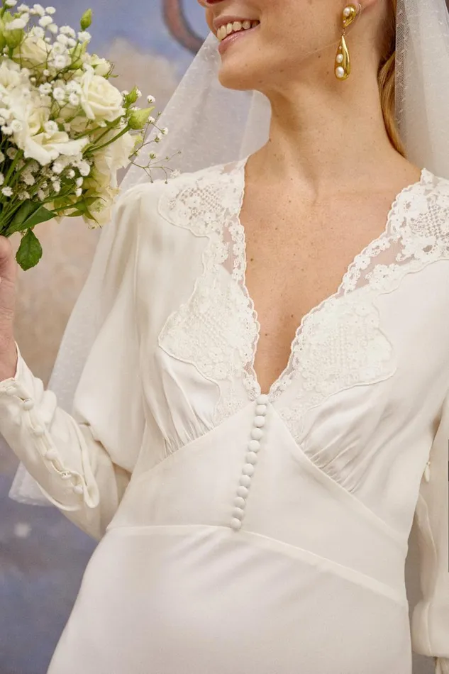 Women Bridal RIXO Celine Satin Back Silk Crepe Women Bridal RIXO Celine Satin Back Silk Crepe