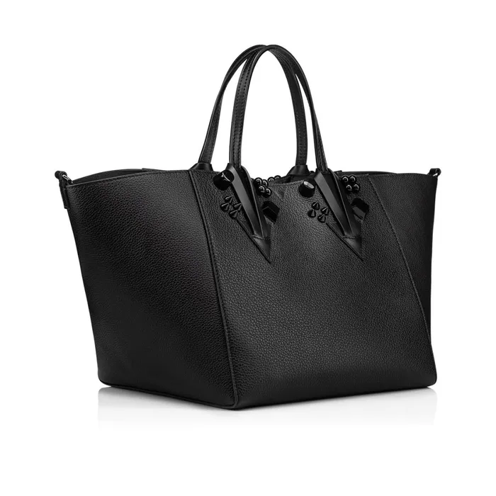 Women Cabachic Small Tote Bag 8211 Grained Calf Leather And Spikes Couronnes 8211 Black Black Christian Louboutin Totes