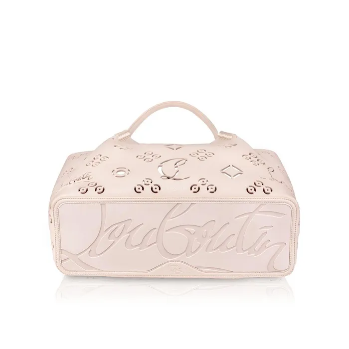Women Cabarock Large Tote Bag 8211 Perforated Calf Leather Loubinthesky And Spikes 8211 Leche Beige Christian Louboutin Totes