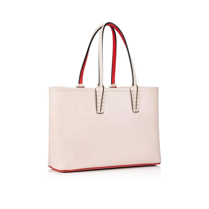 Women Cabata Small Tote Bag 8211 Calf Leather Loubinthesky Print 8211 Leche Beige Christian Louboutin Totes