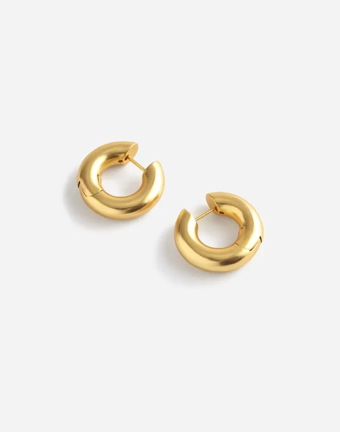 Women Chunky Donut Small Hoop Earrings Vintage Gold Madewell Jewelry