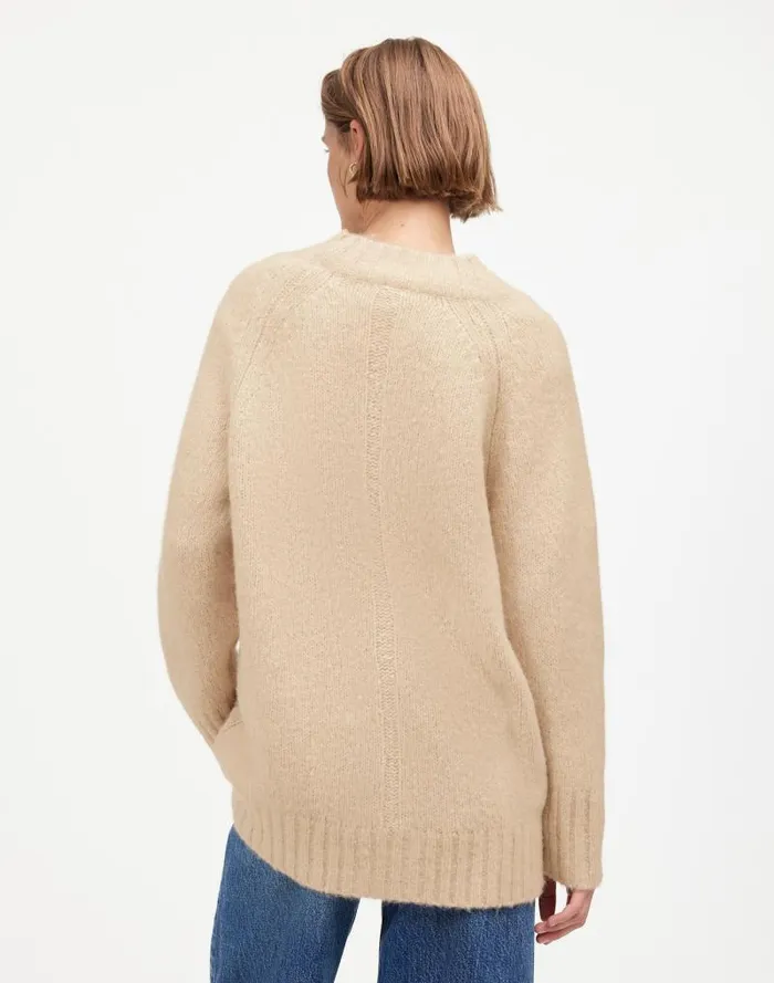 Women ChunkyKnit Cardigan Heather Powder Madewell Sweaters