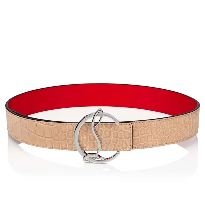 Women CL Logo Belt Belt 8211 Calf Leather 8211 Nougat Nude Christian Louboutin Belts