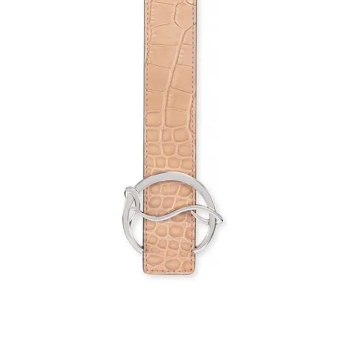 Women CL Logo Belt Belt 8211 Calf Leather 8211 Nougat Nude Christian Louboutin Belts