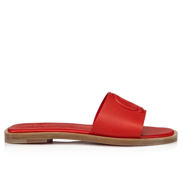 Women CL Mule Mules 8211 Calf Leather 8211 Loubi Red Christian Louboutin Sandals and Slides