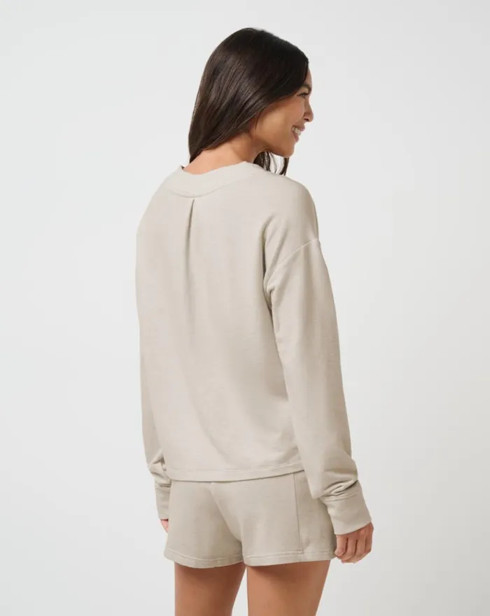 Women CLOUD TERRY PULLOVER Heather Oatmeal TravisMathew Hoodies and Pullovers