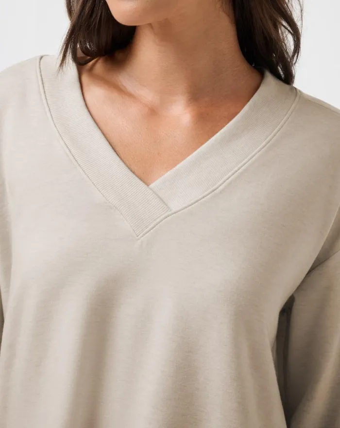 Women CLOUD TERRY PULLOVER Heather Oatmeal TravisMathew Hoodies and Pullovers
