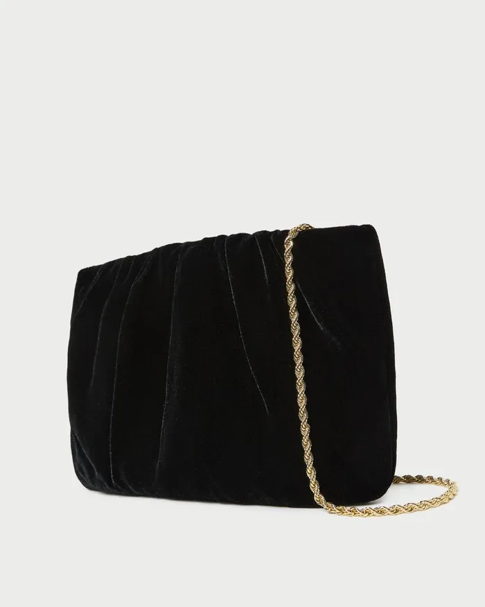Women Clutches Loeffler Randall Serena Black Gathered Velvet Clutch Women Clutches Loeffler Randall Serena Black Gathered Velvet Clutch