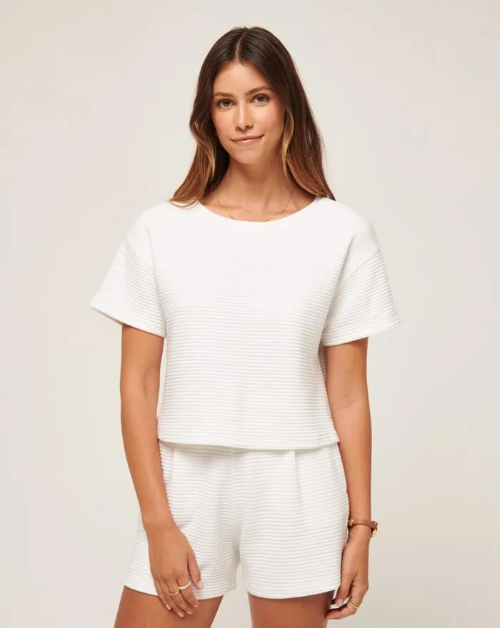Women COASTAL RIB CHARTER CRUISE TOP White TravisMathew Shirts and Tops
