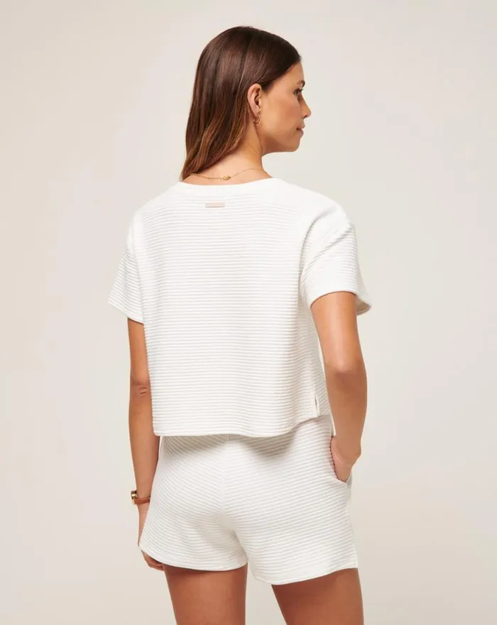 Women COASTAL RIB CHARTER CRUISE TOP White TravisMathew Shirts and Tops