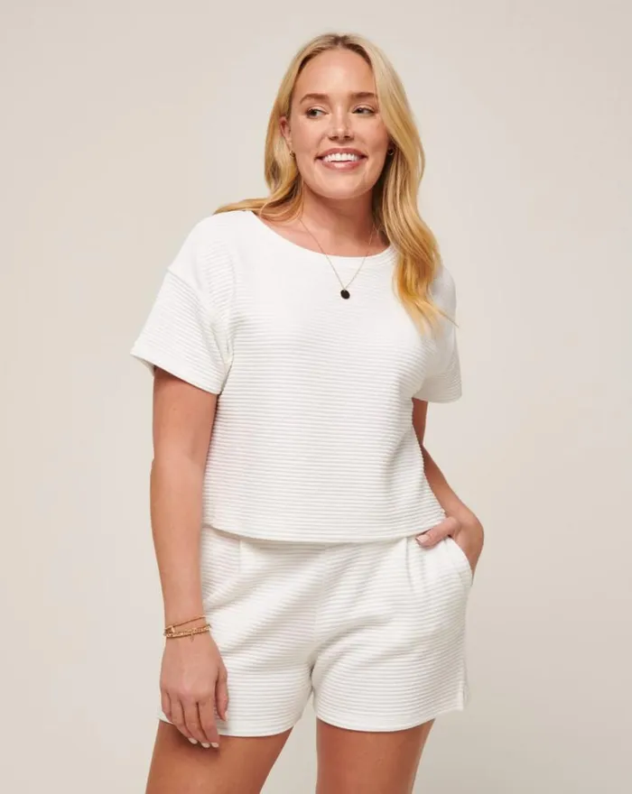 Women COASTAL RIB CHARTER CRUISE TOP White TravisMathew Shirts and Tops