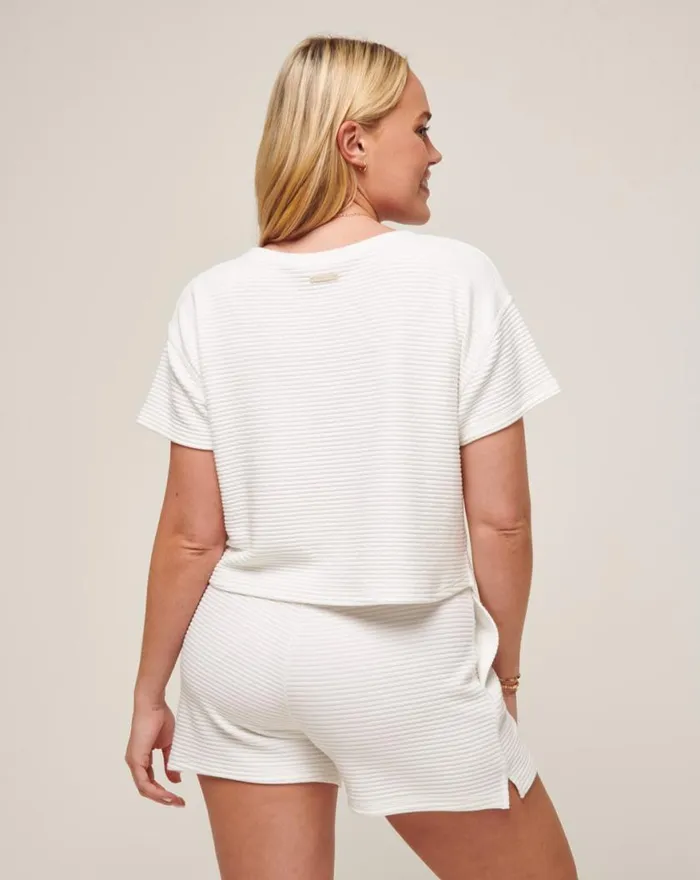 Women COASTAL RIB CHARTER CRUISE TOP White TravisMathew Shirts and Tops