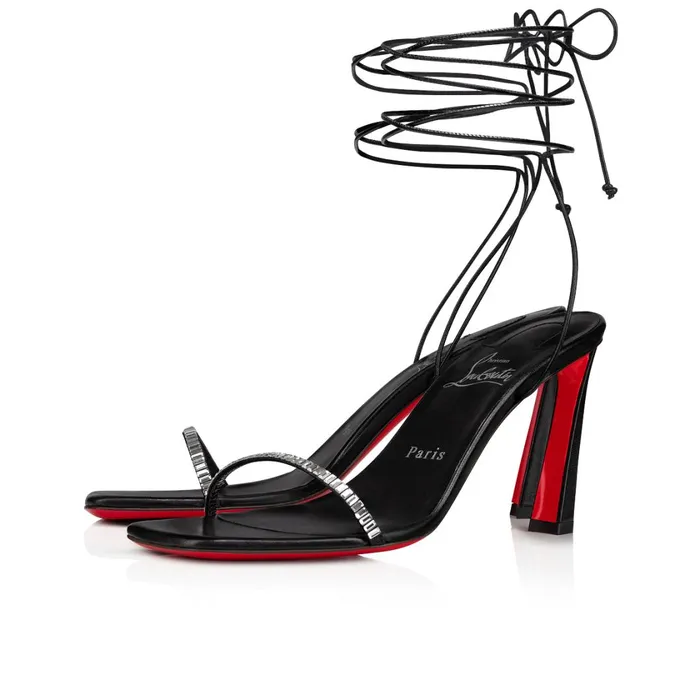 Women Condora Lacestrass 85 Mm Sandals 8211 Leather Suede And Strass 8211 Black Black Christian Louboutin Sandals and Slides Women Condora Lacestrass 85 Mm Sandals 8211 Leather Suede And Strass 8211 Black Black Christian Louboutin Sandals and Slides