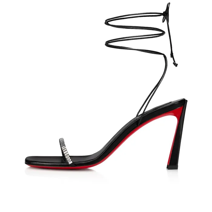 Women Condora Lacestrass 85 Mm Sandals 8211 Leather Suede And Strass 8211 Black Black Christian Louboutin Sandals and Slides