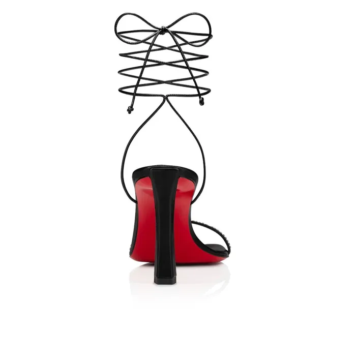 Women Condora Lacestrass 85 Mm Sandals 8211 Leather Suede And Strass 8211 Black Black Christian Louboutin Sandals and Slides