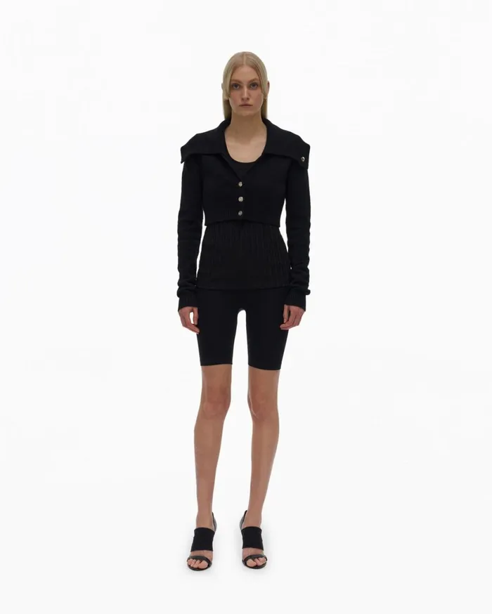 Women Cropped Cardigan Black Helmut Lang Sweaters