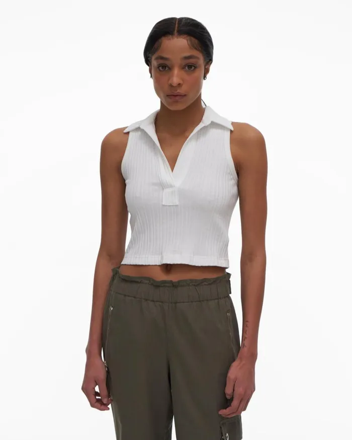 Women Cropped Polo White Helmut Lang Tops