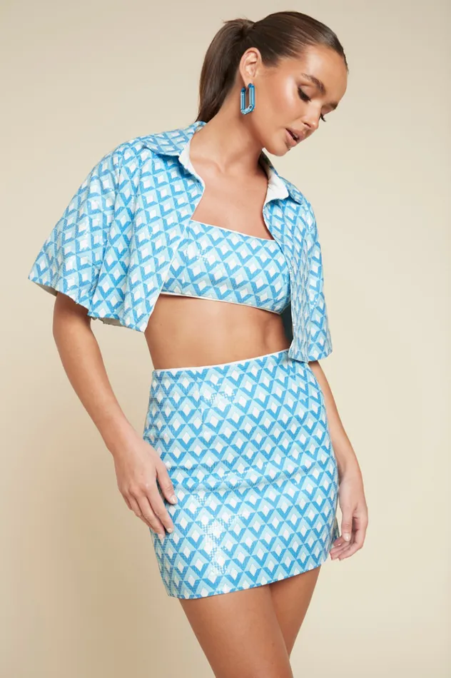 Women Crops Runaway The Label CARLA CROP Sky Geo Print Women Crops Runaway The Label CARLA CROP Sky Geo Print