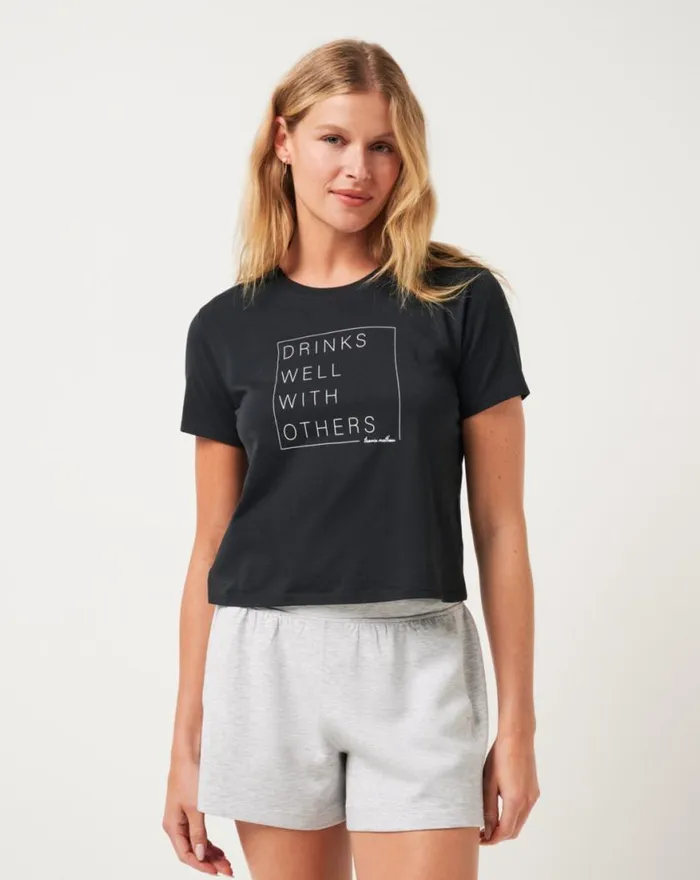 Women DAY AT THE RACES GRAPHIC TEE Black TravisMathew Tees