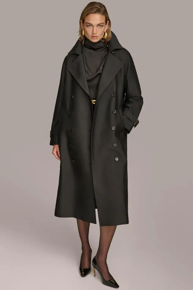 Women Donna Karan Coats And Jackets LIGHT WEIGHT TRENCH Black