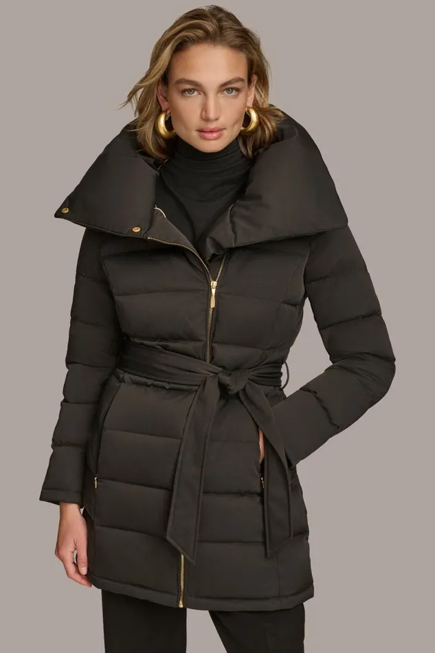 Women Donna Karan Coats And Jackets MIDI PUFFER Black