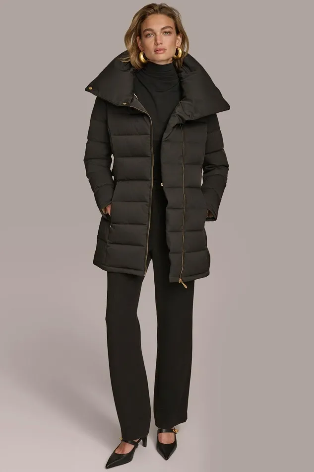 Women Donna Karan Coats And Jackets MIDI PUFFER Black