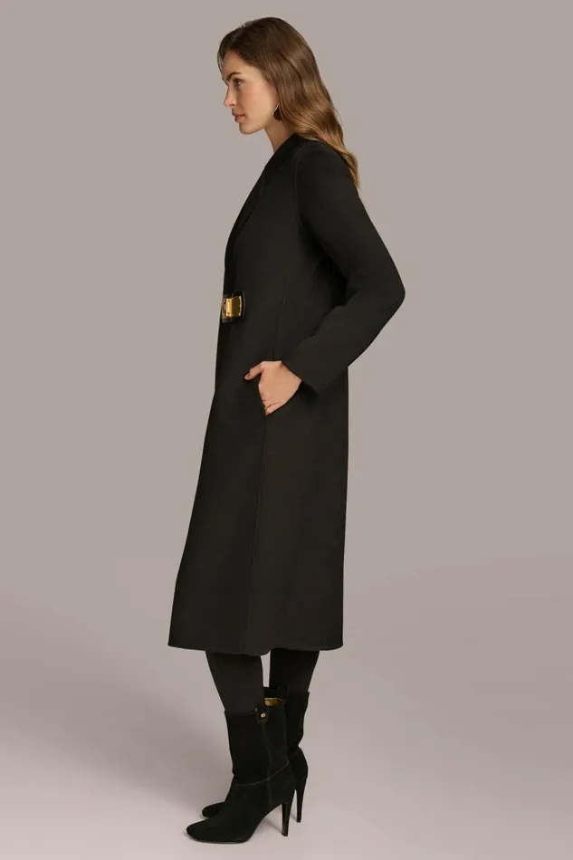 Women Donna Karan Coats And Jackets TAILORED COAT WITH BRUSHED HARDWARE DETAIL Black