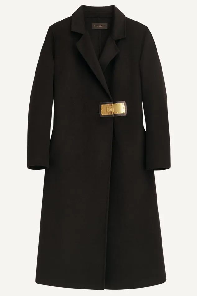 Women Donna Karan Coats And Jackets TAILORED COAT WITH BRUSHED HARDWARE DETAIL Black