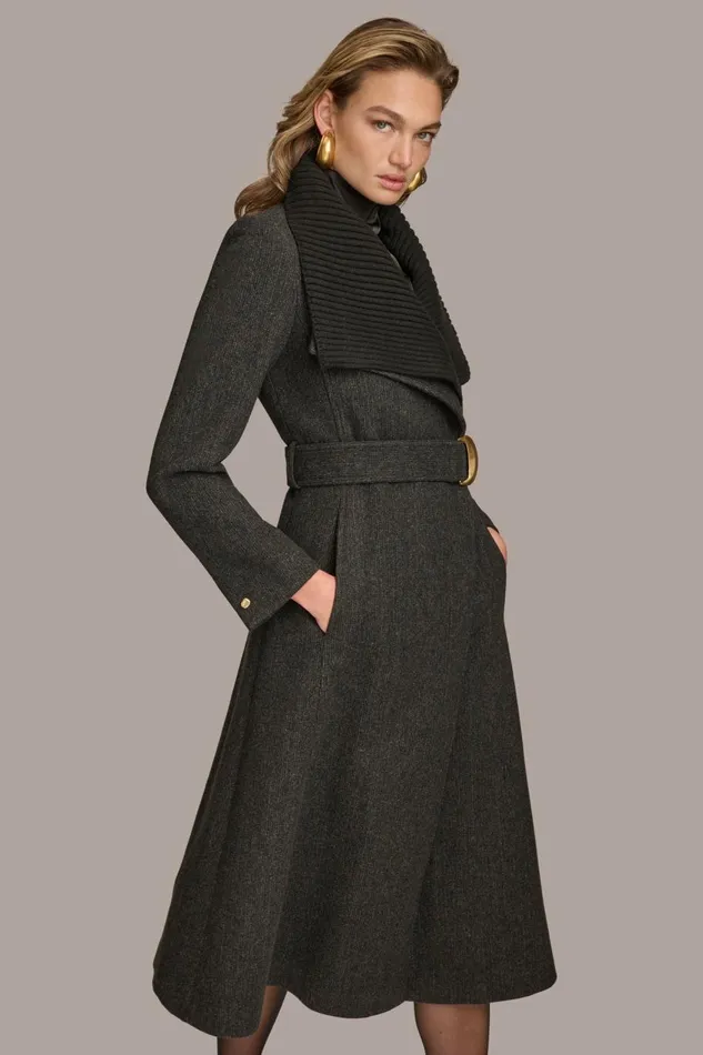 Women Donna Karan Coats And Jackets WOOL COAT Black