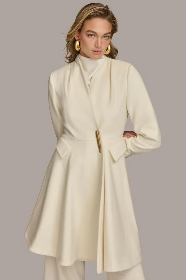 Women Donna Karan Coats And Jackets WOOL DRESS COAT Ivory