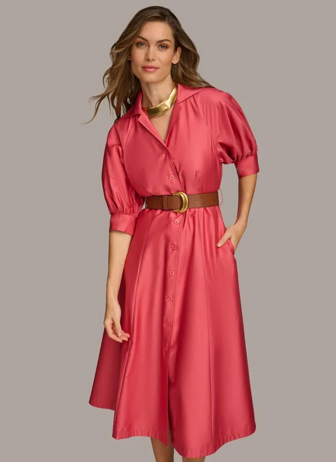 Women Donna Karan Dresses And Jumpsuits COTTON SHIRT DRESS Rose Quartz
