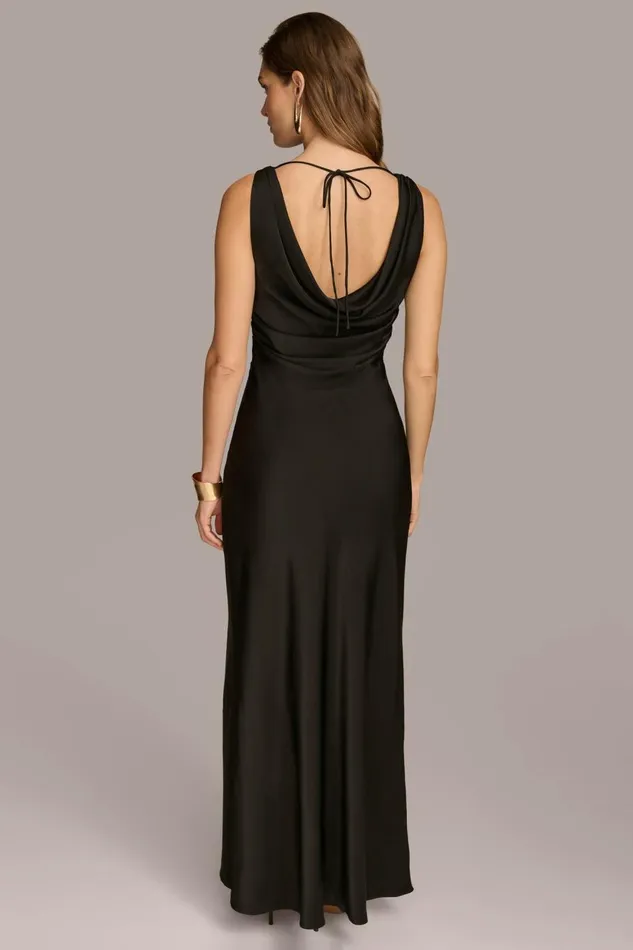 Women Donna Karan Dresses And Jumpsuits SATIN COWL NECK GOWN Black