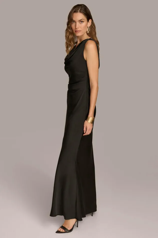 Women Donna Karan Dresses And Jumpsuits SATIN COWL NECK GOWN Black