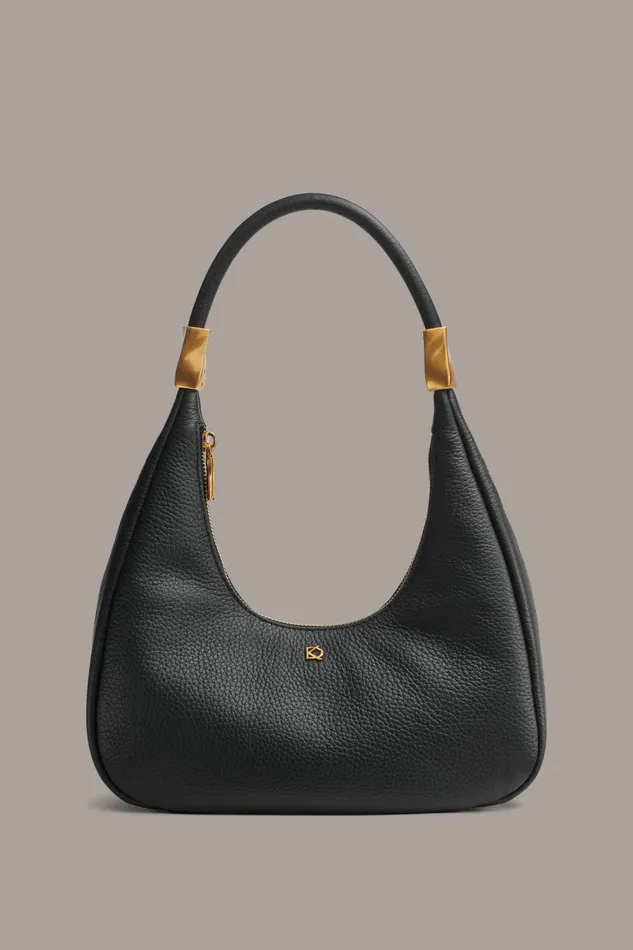 Women Donna Karan Shoulder And Hobo Bags QUOGUE SMALL HOBO BAG Black