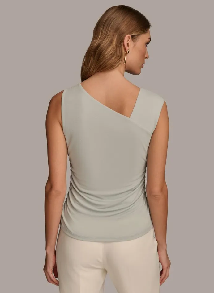 Women Donna Karan Sweaters And Tops ASYMMETRICAL TOP WITH HARDWARE Blue Frost