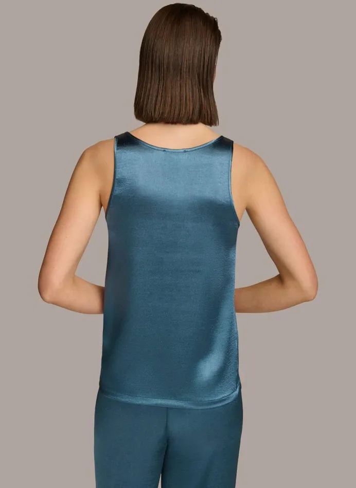 Women Donna Karan Sweaters And Tops ROUND NECK SHINY TANK Tide Navy