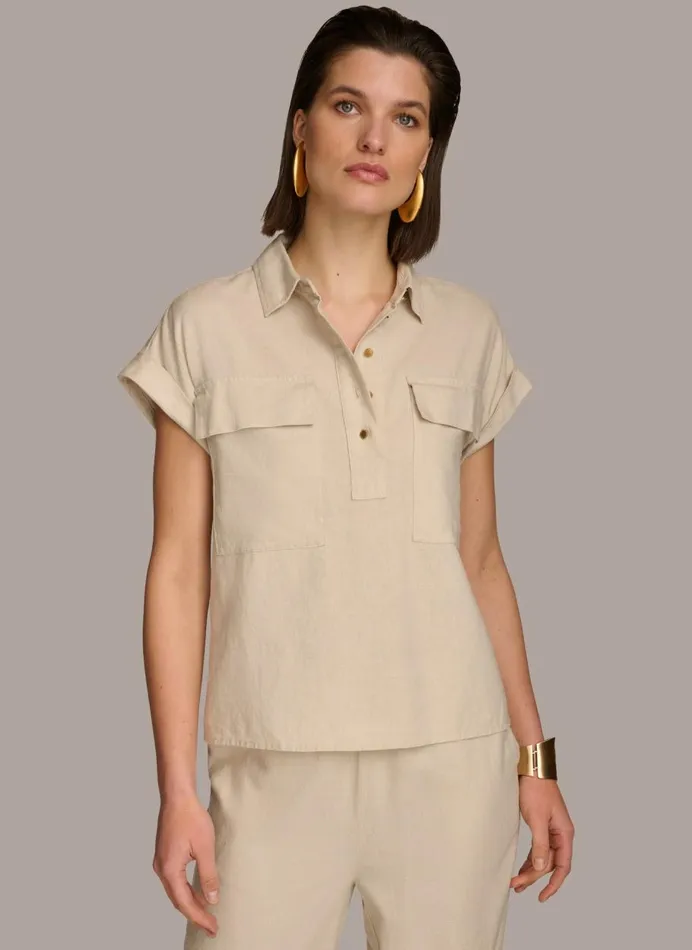 Women Donna Karan Sweaters And Tops UTILITY TOP Sand