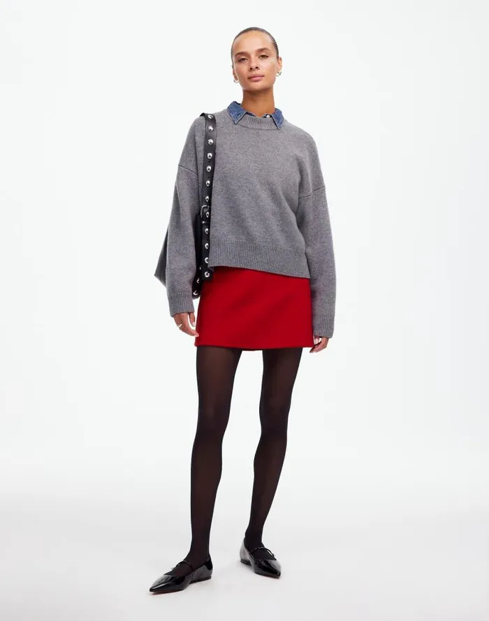 Women DoubleFaced Mini Skirt In Wool Blend Bright Cherry Madewell Skirts