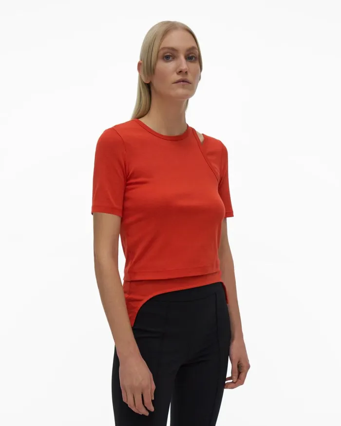 Women Double Rib Tee Set Flame Helmut Lang TShirts and Sweatshirts
