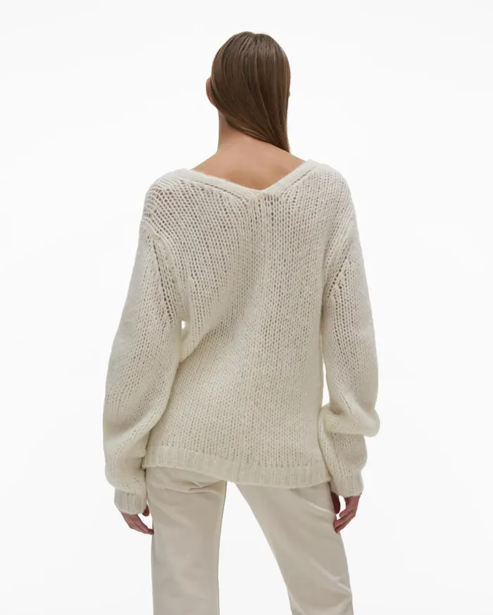 Women DoubleV Sweater Ivory Helmut Lang Sweaters