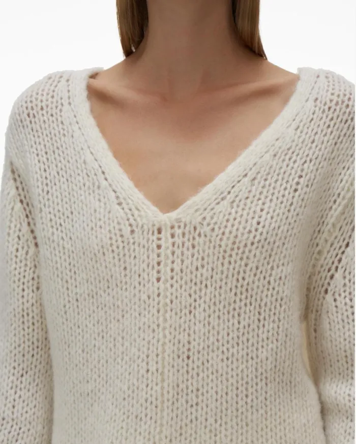 Women DoubleV Sweater Ivory Helmut Lang Sweaters